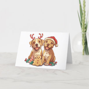 Merry Christmas Pit Bull Dogs Holiday Card