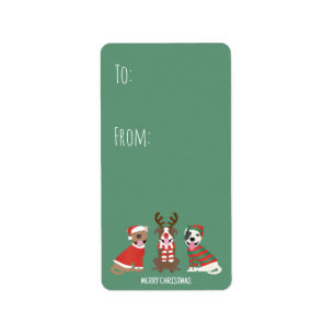 Merry Christmas Pit Bull Dogs Label