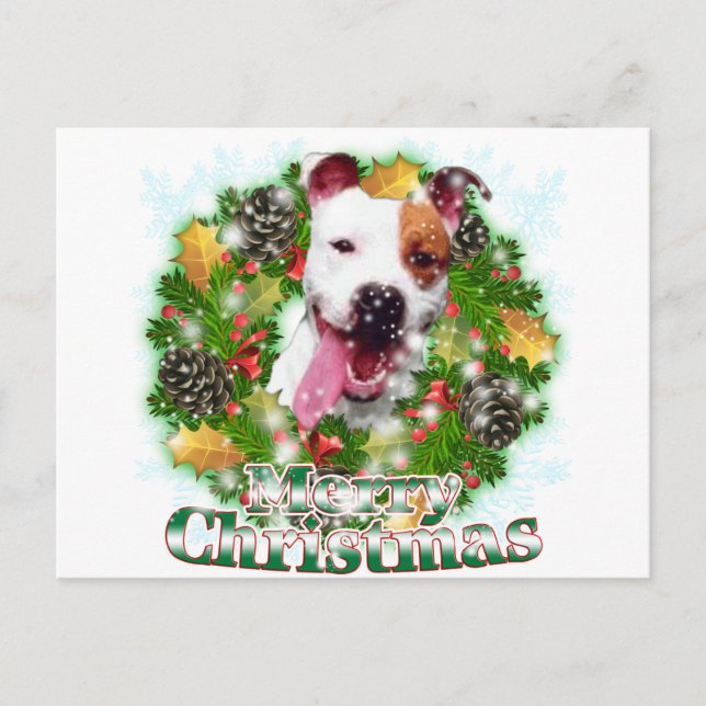 Merry Christmas Pitbull Holiday Postcard (Front)