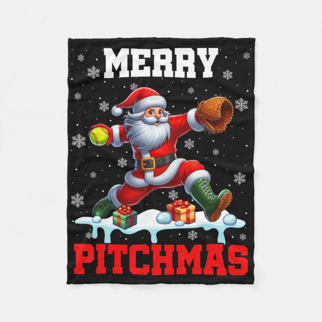 Merry Christmas Pitchmas Pitcher Softll Costume Pl Fleece Blanket (Front)