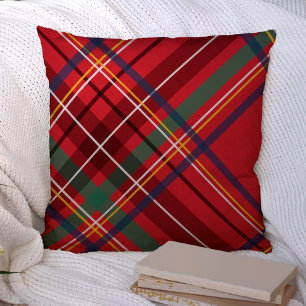 Merry Christmas plaid bright festive holiday decor Cushion