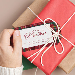 Merry Christmas plaid elegant personalised holiday Gift Tags