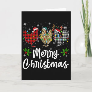Merry Christmas Plaid Leopard Chicken Lights Santa Card