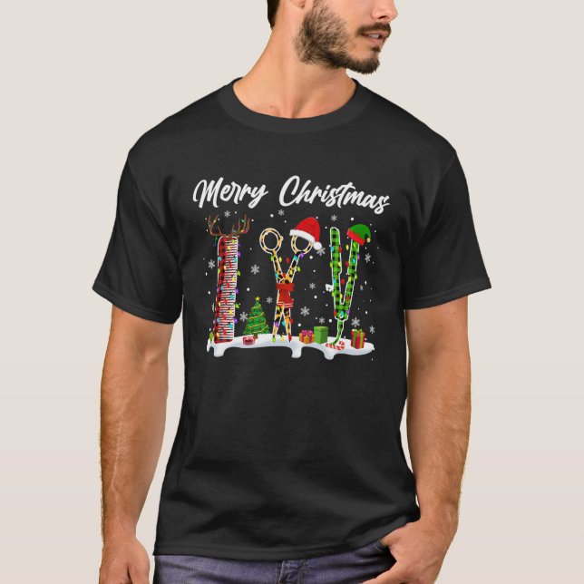 Merry Christmas Plaid Leopard Reindeer Santa ELF H T-Shirt (Front)