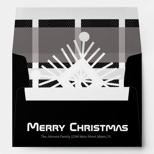 Merry Christmas Plaid  Pattern Theme Holiday Envel Envelope (Back (Bottom))