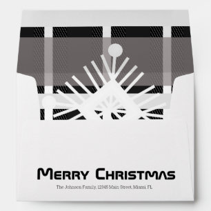 Merry Christmas Plaid  Pattern Theme Holiday Envelope