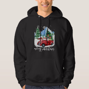Merry Christmas Plaid Red Truck Farm Christmas Tre Hoodie