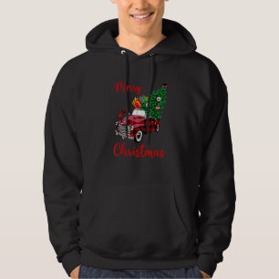 Merry Christmas Plaid Red Truck Xmas Tree Men Wome Hoodie