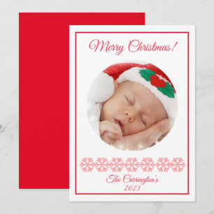 Merry Christmas Plaid Snowflakes Photo Holiday