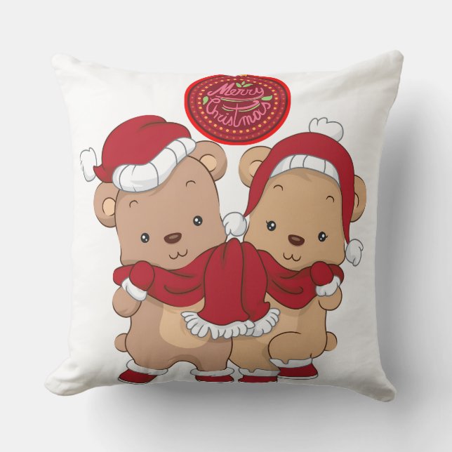  "Merry Christmas Plaid Throw Pillow" Cushion (Front)