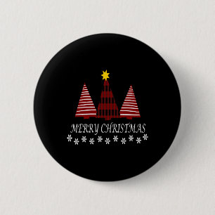 Merry Christmas Plaid Tree Snowflake Xmas Holiday 6 Cm Round Badge