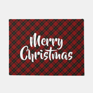 Merry Christmas Plaid Wallace Tartan Doormat