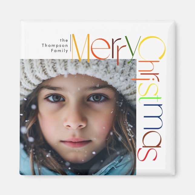 Merry Christmas playful letters custom photo Magnet (Front)