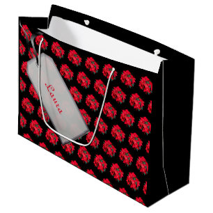 Merry Christmas Poinsettia design Large Gift Bag