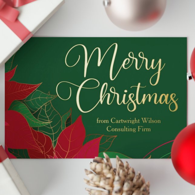 Merry Christmas Poinsettia Elegant Business Gold (Creator Uploaded)