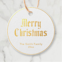 Merry Christmas poinsettia Foil Gift Tag