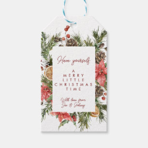 Merry Christmas poinsettia holiday gift tags