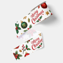 Merry Christmas Poinsettia & Pine Holiday Pattern