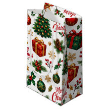 Merry Christmas Poinsettia & Pine Holiday Pattern