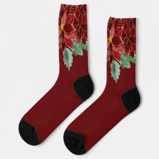Merry Christmas Poinsettia Socks