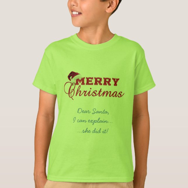 Merry Christmas Poinsettia Wreath Monogram T-Shirt (Front)