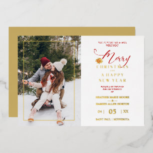 Merry Christmas Poinsettias Wreath Photo Wedding 