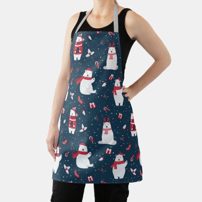 Merry Christmas Polar Bear Apron (Insitu)
