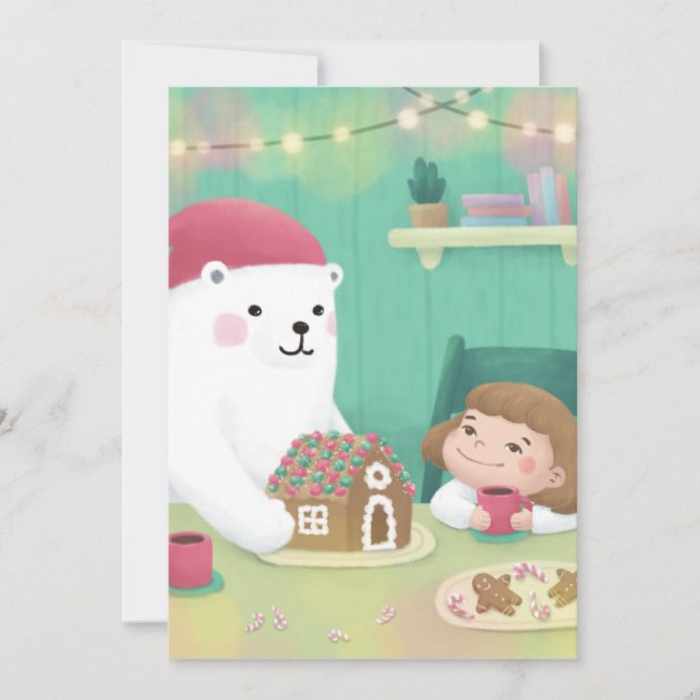 Merry Christmas: Polar Bear & Child Invitation (Front)