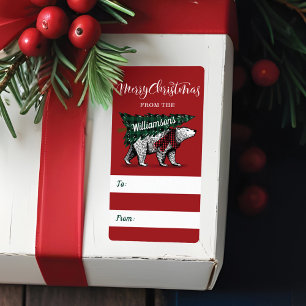 Merry Christmas Polar Bear Delivery Gift Label