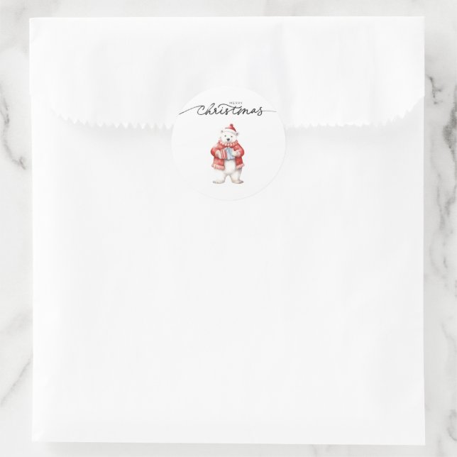 MERRY CHRISTMAS POLAR BEAR STICKERS (Bag)