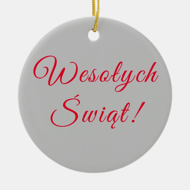Merry Christmas - Polish Ceramic Tree Decoration (Front)