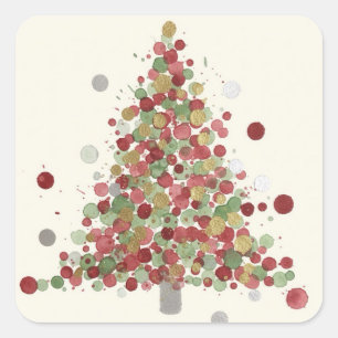 Merry Christmas Polka Dot Tree Square Sticker