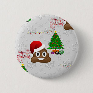 merry christmas poo emoji 6 cm round badge