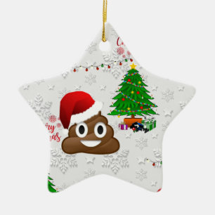 merry christmas poo emoji ceramic tree decoration