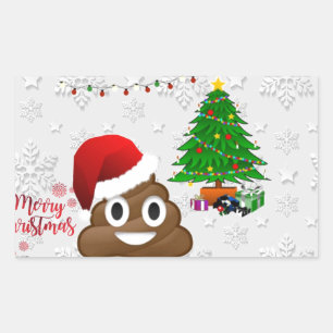 merry christmas poo emoji rectangular sticker