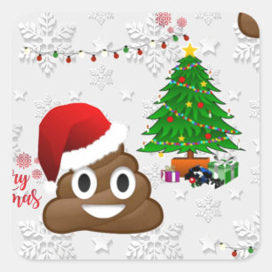 merry christmas poo emoji square sticker