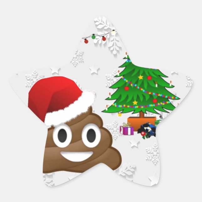 merry christmas poo emoji star sticker (Front)