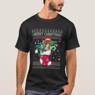 Merry Christmas Poodle Dog In Sock Pajama Funny Xm T-Shirt