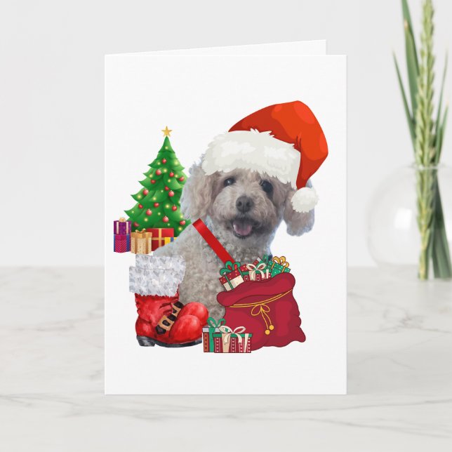 Merry Christmas Poodle Greeting Card (Front)