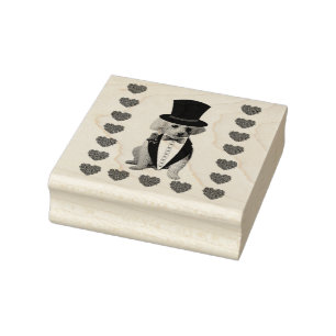 Merry Christmas Poodle Tuxedo Rubber Stamp