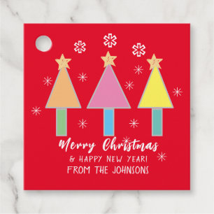 Merry Christmas Pop Art Family Name Modern Cute Favour Tags