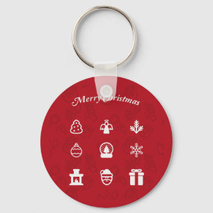 Merry Christmas Popular Icons set Key Ring