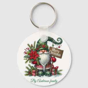 Merry Christmas Postcard Key Ring