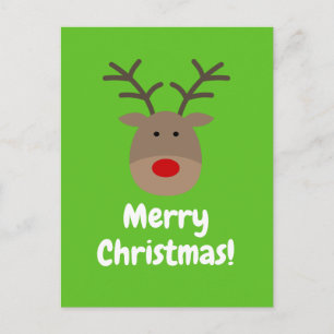 Merry Christmas postcards with cute reindeer logo