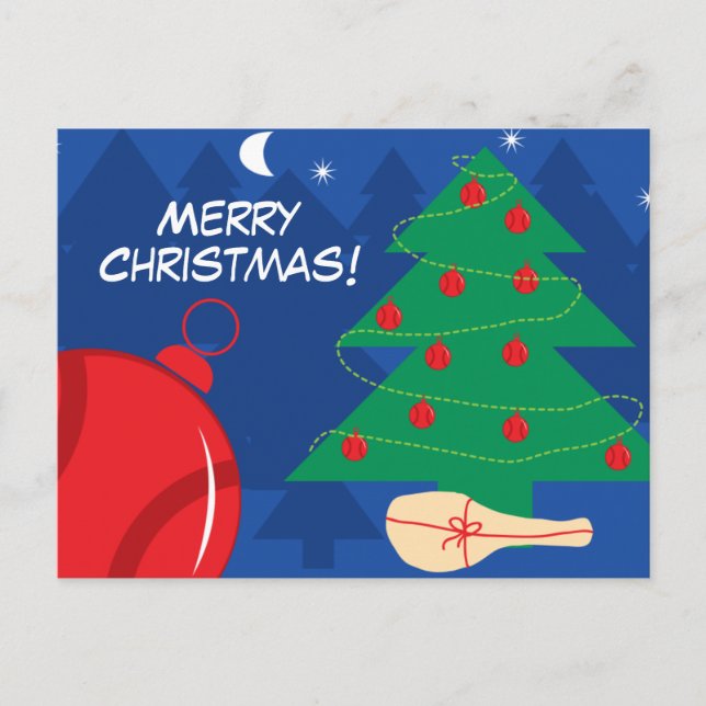 Merry Christmas postcards with cute tennis design (Front)