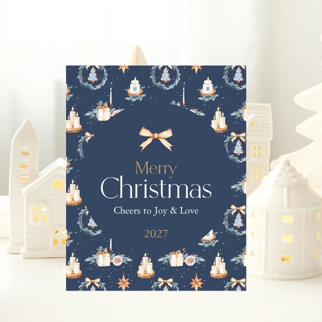  Merry Christmas Poster with Watercolor Gold Bow (Creator Uploaded)