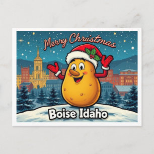 Merry Christmas Potato Boise Idaho  Holiday Postcard