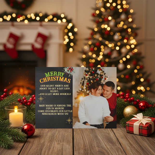 Merry Christmas Pregnancy Chalkboard Invitation Postcard (Creator Uploaded)