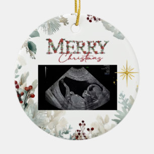 Merry Christmas Pregnancy Ultrasound Ceramic Tree Decoration