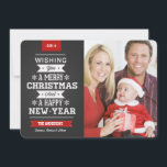 Merry Christmas Preppy Chalkboard 2014 Photo Card<br><div class="desc">Fun and festive rounded corners preppy style chalk sign board Christmas Holiday greetings photo template on trendy flat cards. Rustic chalkboard style with black background with retro varsity style typography, and vintage border. Add your favourite family photo or baby's first holiday picture and customise the text. Modern way to send...</div>